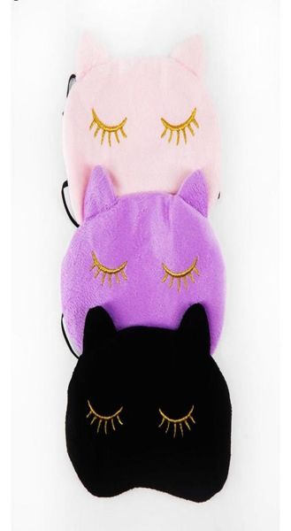 

10x cucommax cute cat sleeping eye mask nap cartoon eye shade sleep mask black mask bandage on eyes for sleeping1362363