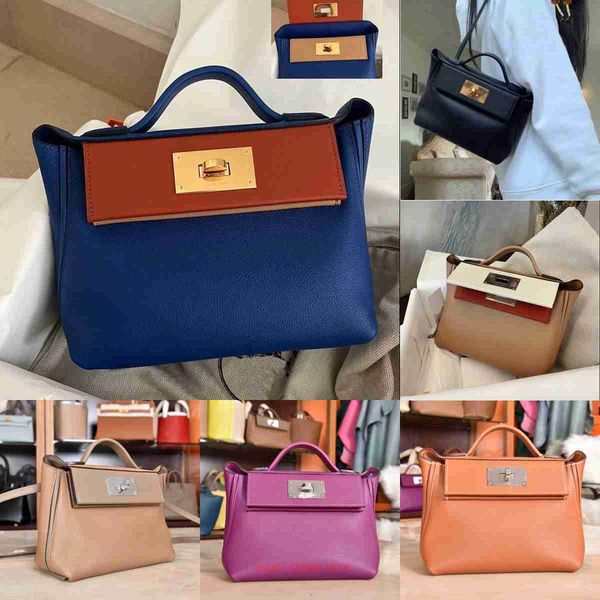 

designer h home 2424 tote bags mini mini evecolor leather hand sewn honey wax thread crossbody bag binding with real logo