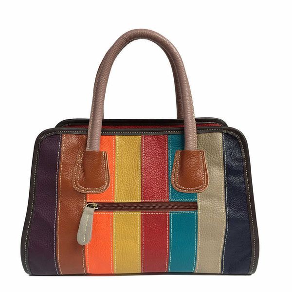 

tote 's bag cowhide rainbow colored leather handheld crossbody handbag 230619