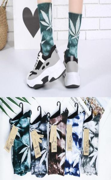 

multicolored maple leaf printing hip hop funny tennis street tie dye plantlife socks fashion casual basketball sock sports g1127410, Black