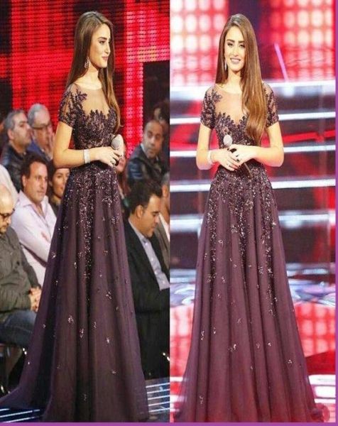 

saudi arabic 2019 evening dresses sheer jewel neck short sleeve appliques beaded dark burgundy formal prom party gown custom made7748694, Black;red