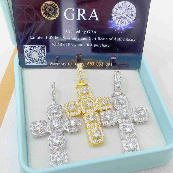 

fine jewelry necklace gemstone 925 sterling silver cross moissanite chain pendant