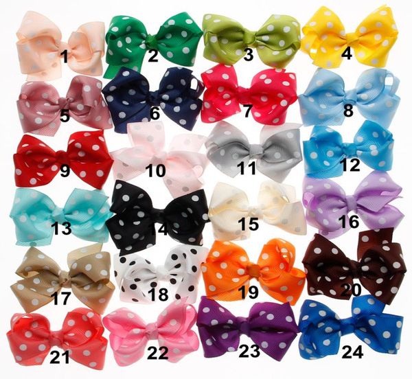 

3 inch baby girl hair bow cartoon children girl kid boutique dot diy hair bow accessory8611649, Slivery;white
