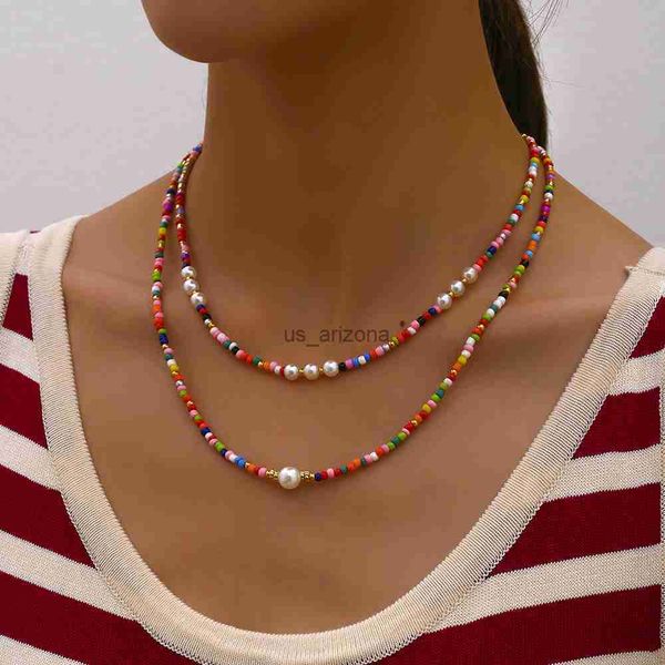 

bohemian handmade colorful beads chain fashion necklaces tassels pearl pendant jewelry for women accessories n0368 l230620, Silver