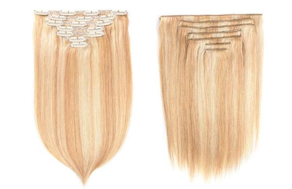 

clip in human hair extensions p27613 straight full head set 7pcs 100g machine made remy hair clip ins 100 human hair extension4014642, Black;brown