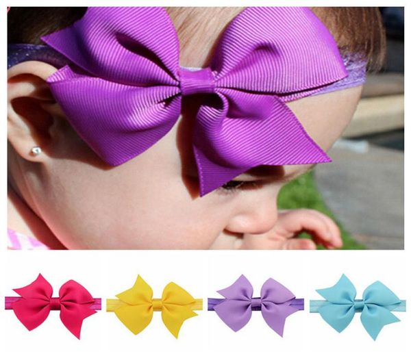 

baby bow hair bands  design solid elastic headband baby headbands kids headwear girls hair bands 079969885, Slivery;white