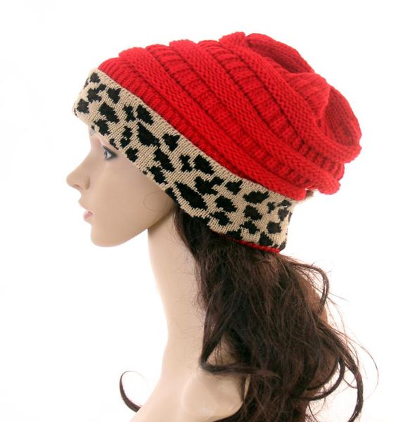 

11color leopard knit hats women winter leopard patchwork knitted beanies hat warm skull crochet caps woolen cap gga360428115650, Yellow