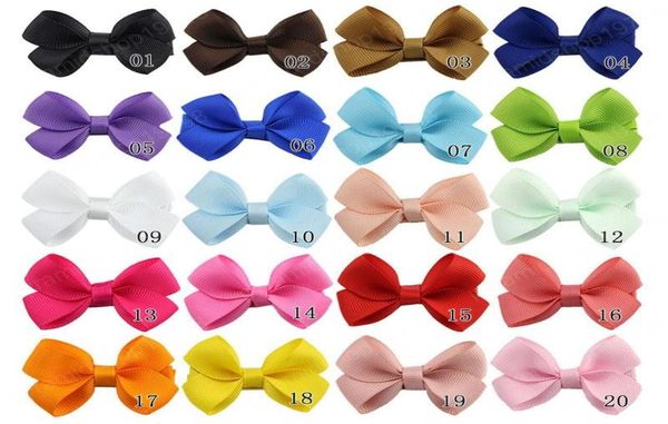 

2 inch small mini grosgrain ribbon bows hair grips baby bow hairpins children girls solid hair clips kids hair accessories4972614, Slivery;white
