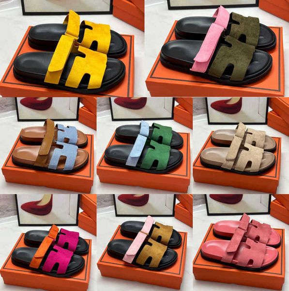 

summer chypre slippers mens sandals black h sandals classic beach flat hook&loop flip flops leather slippers casual suede luxury brand lover