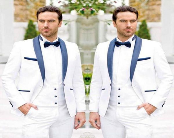 

trendy design one button white groom tuxedos groomsmen shawl lapel man suits mens wedding suits jacketpantsvesttie8460720, Black;gray