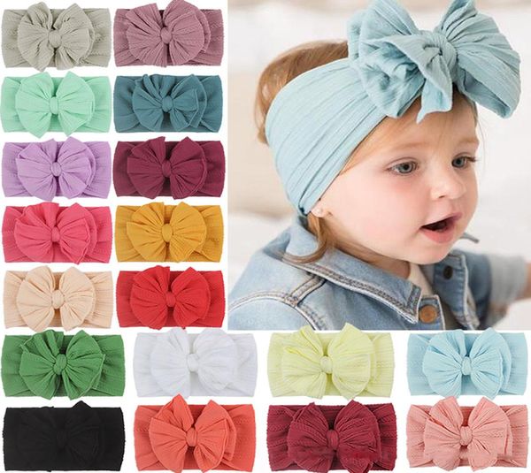 

soft nylon jacquard hair accessories children039s hairband baby super stretch bow girls big bows solid headbands z24042696028, Slivery;white