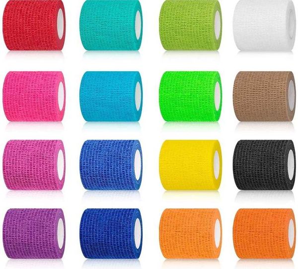 

16pack self adhesive bandage wrap breathable vet wrap cohesive bandage first aid for pets athletic elastic self adherent wrap 26940150, Black;gray