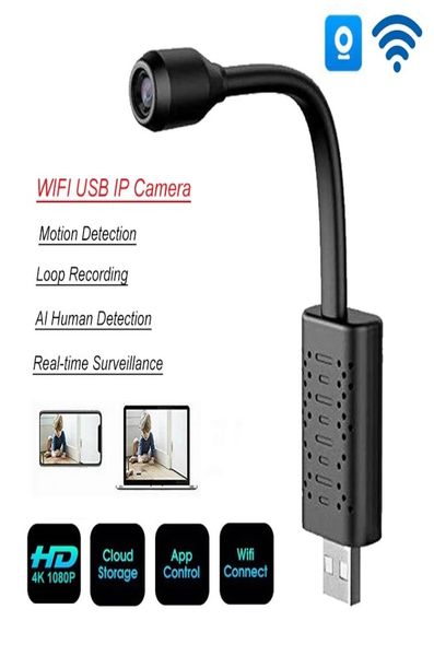 

mini camera surveillance cameras with wifi ip usb full hd 1080p p2p cctv sd card cloud storage smart ai detection v380 app1263923, Black;white