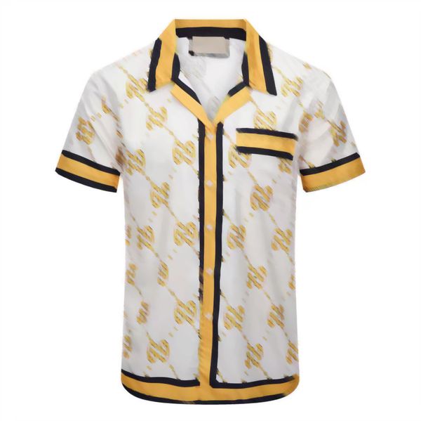

designer shirt, men's button shirt, letter printed color matching bowling shirt, hawaiian flower casual shirt, men's slim fitting, White;black