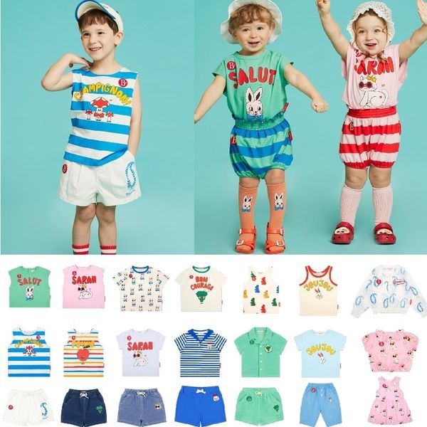 

clothing sets spot 2023 spring and summer children's cartoon cherry broccoli print tshirt for korean underlay 230630, White