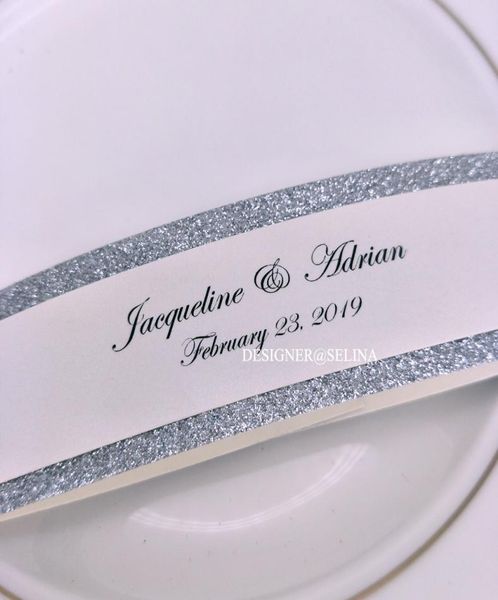 

customized print ivory belt with glitter paper bottom for wedding invitation9355484, Black