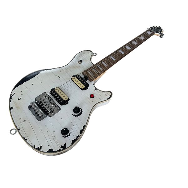 

new electric guitar white body color zebra pickups floyd rose style tremolo