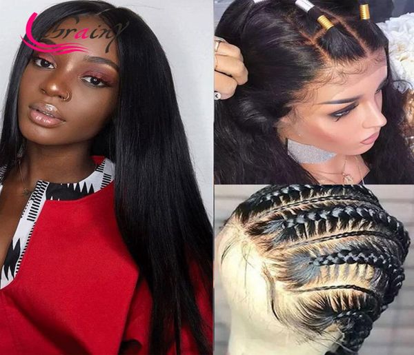 

13x6 hd transparent full lace frontal human hair wig straight glueless pre plucked brazilian 360 lace front wig natural color4412875, Black