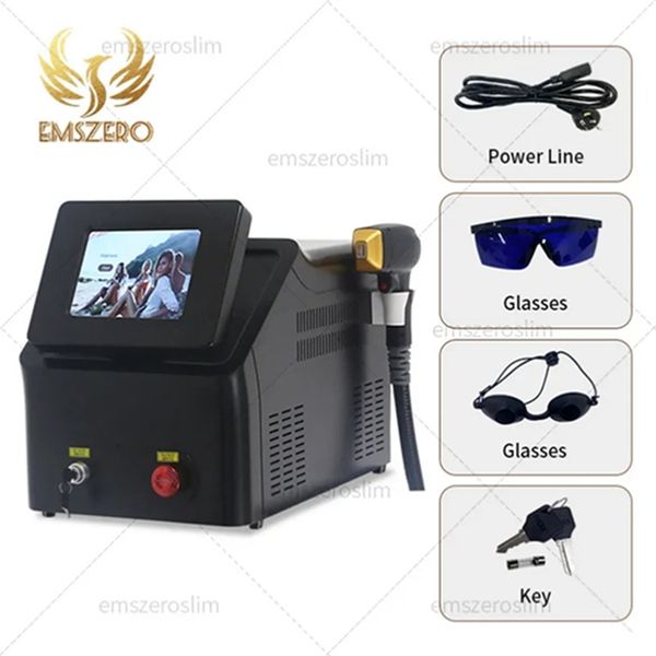 

2023 new rated laser hair removal device 3 wavelength 1064 808 755nm painless permanent diode laser ice diode hair removal laser machine, Black