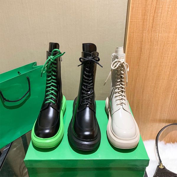 

designer tire chelsea boots women leather jelly sole platform boots color martens boots women's british style mid-calf boots, Black