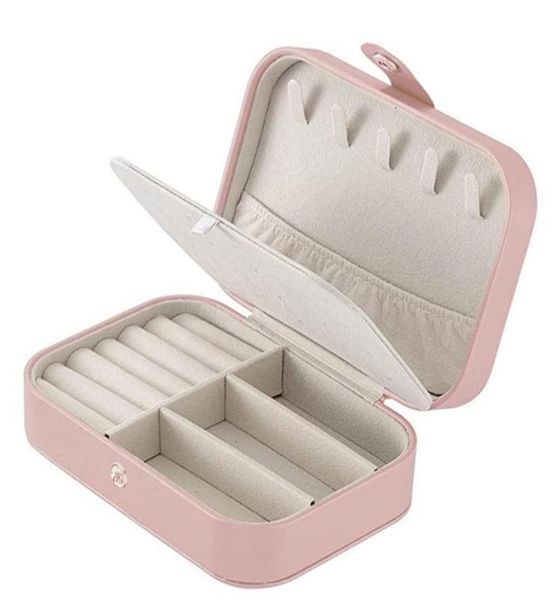 

jewelry pouches bags portable box small 2layer travel organizer pu leather display storage case3904670, Pink;blue