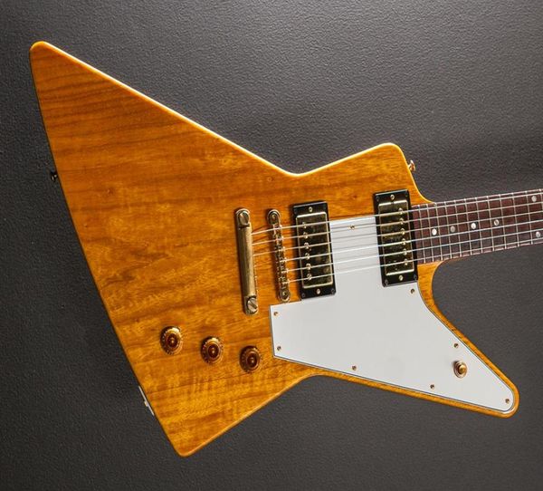 

custom 50 anniversary 58 reissue natural korina explorer electric guitar rounded 50s shaped korinaneck tuilp tuners gold hardwar1293743