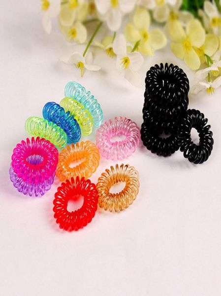 

children candy colored telephone line elastic hair bandshair tieshair ringhair wearhair accessories transparent color hairband5659740, Slivery;white