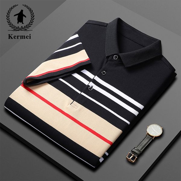 

men's polos 2023 classic striped polo shirt highend business casual summer lar tshirt korean fashion men 230630, White;black