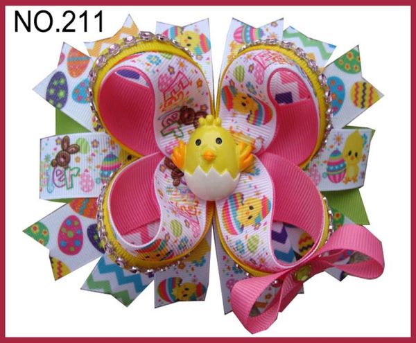 

50pcs d group easter hair bows bunny hair clips jelly bean hair bow easter chick7189321, Slivery;white