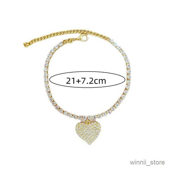 

charm bracelets summer beach heart love for women simple row tennis ankle bracelets shiny sandals jewelry r230701, Golden;silver