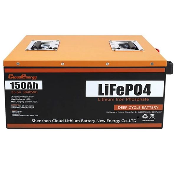 

cloudenergy 24v 150ah lifepo4 battery pack backup power, 3840wh energy, 6000+ cycles, built-in 100a bms, support in series/parallel, perfect
