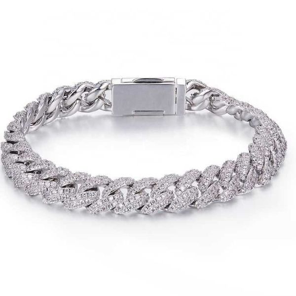 

10mm width vvs moissanite diamond cuban link chain men oem 925 silver iced out cuban bracelet, Golden;silver