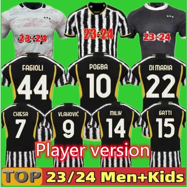 

fans player juventus soccer jerseys 2023 2024 home away milik di maria vlahovic kean pogba chiesa mckennie locatelli jerseys 22 23 24 kits m, Black;yellow