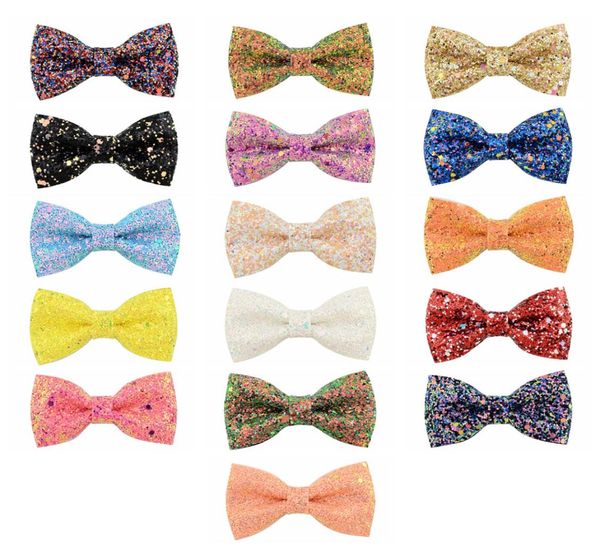 

16pcslot 3 inch glitter hair clips for women girls boutique handmade kids hair bow hairpins children hair accessories 9099080435, Slivery;white