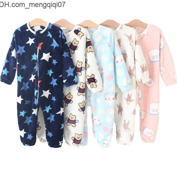 

pajamas baby pajamas for boys girls thick warm pajama autumn children flannel jumpsuits winter kids cartoon blanket sleepwear 220110 z230701, Blue;red