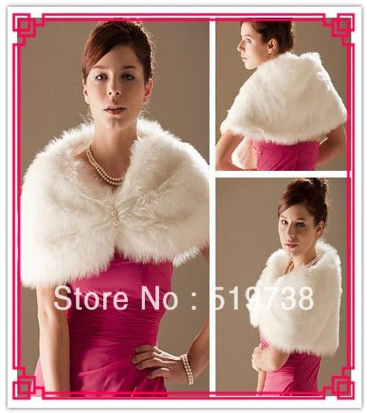 

custom made faux fur special occasion party wrap wedding shawl7695305, White