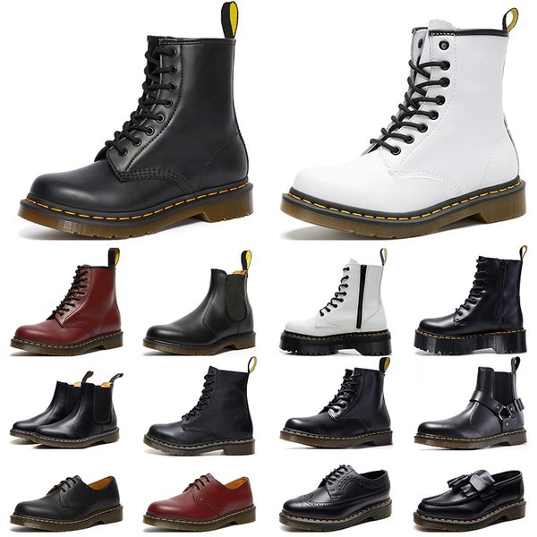 

doc martins dr martens designer boots shoes men women high leather winter snow booties oxford bottom ankle shoes martines trainers sneakers, Black