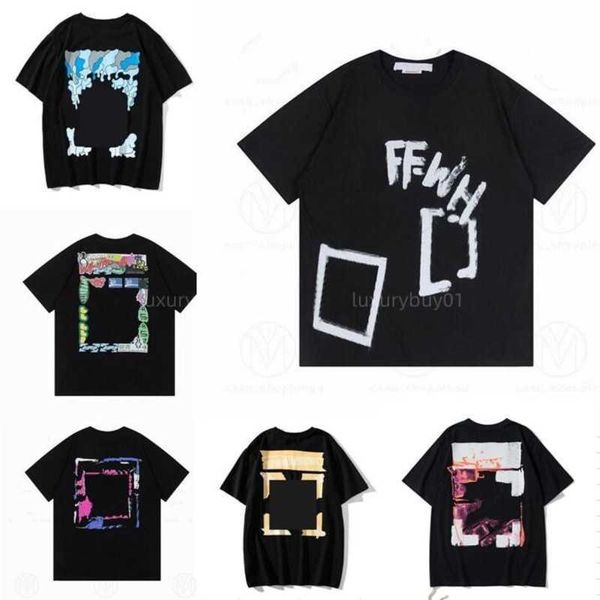 

2023summer designer fashion luxurys offes clothing mens and women loose tees man casual street graffiti shirt sweatshirtoff men's t-sh, White;black