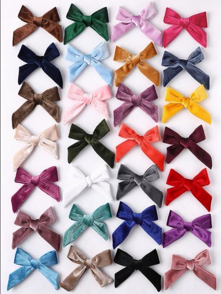 

baby girls bows hairclips solid velvet barrettes toddler party hair clips kids barrette designer boutique hair accessories 26 colo1982104, Slivery;white