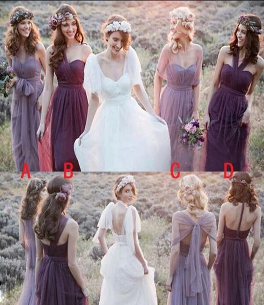 

fantastic aline floorlength tulle convertible bridesmaid dress tie to many different styles3517445, White;pink