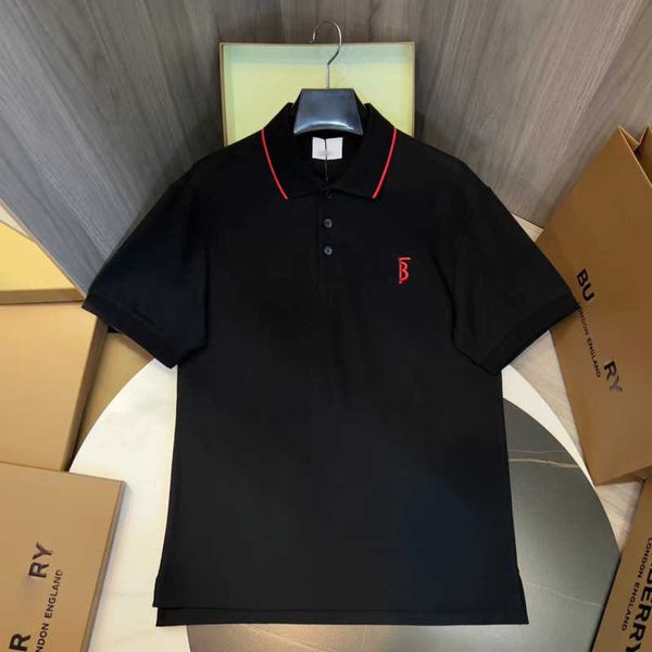 

mens polo shirt summer short sleeve t shirt burb designer t-shirt tb embroidery business shirts casual lapel tee fashion pullover, White;black