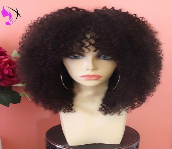 

new style afro kinky curly synthetic front wig heat resistant for black women short wig with bangs6434578