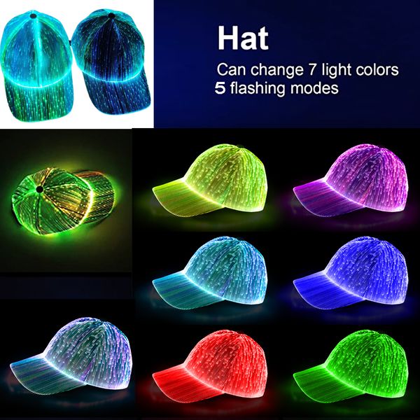 

ball caps led fiber optic luminous women men lovers baseball cap music festival xmas halloween hip hop black white hat holiday performance 2, Blue;gray