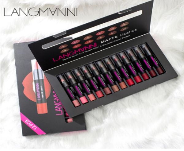 

12 pieceset matte lipstick lips makeup cosmetics waterproof pintalabios batom matte lip gloss rouge a levre labial7349302