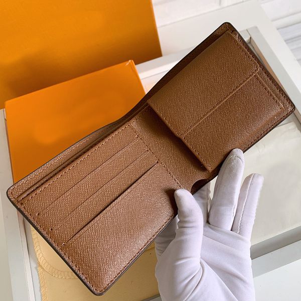 

designer luxury wallet card holder coin purse short wallets genuine leather lining brown letter check purses for men women m62664 with box, Red;black
