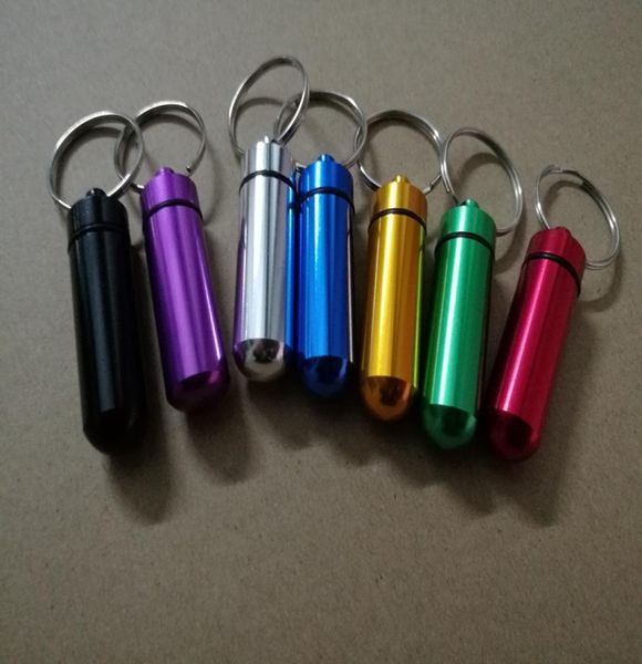 

200pcslot fast 1446mm keyring mini aluminum box case bottle holder container keychain box waterproof health care8262066