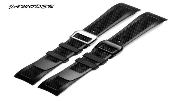 

jawoder watchband 22mm black waterproof diving silicone rubber watch band strap with stainless steel deployment buckle for portuga9356888, Black;brown