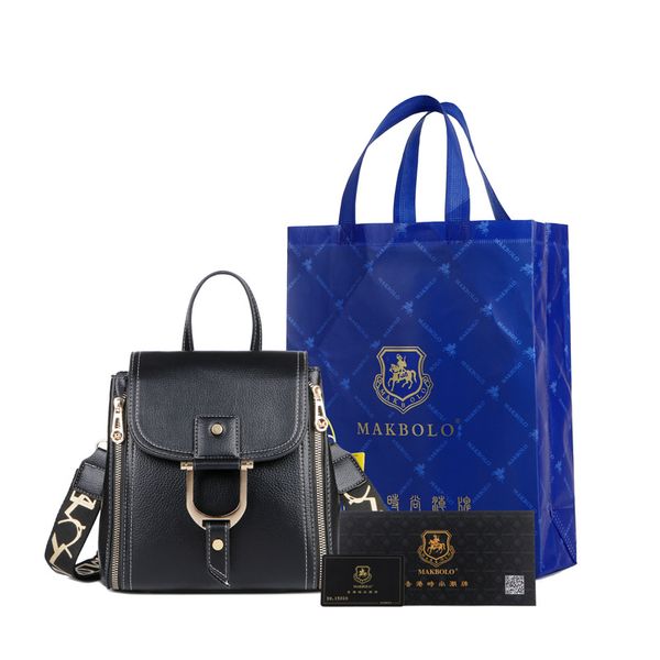

factory wholesale brand ladies shoulder bag 2 colors joker compact black leisure backpack classic printed women handbag belt contrast fashio