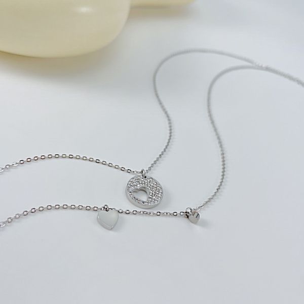 

fashion double love pendant clavicle chain ladies quality necklace, Silver