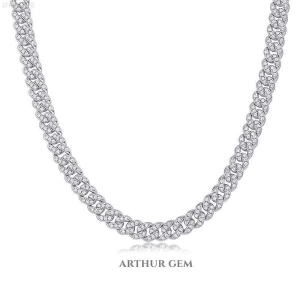 

men's diamond necklace moissanite cuban link chain 925 sterling silver
